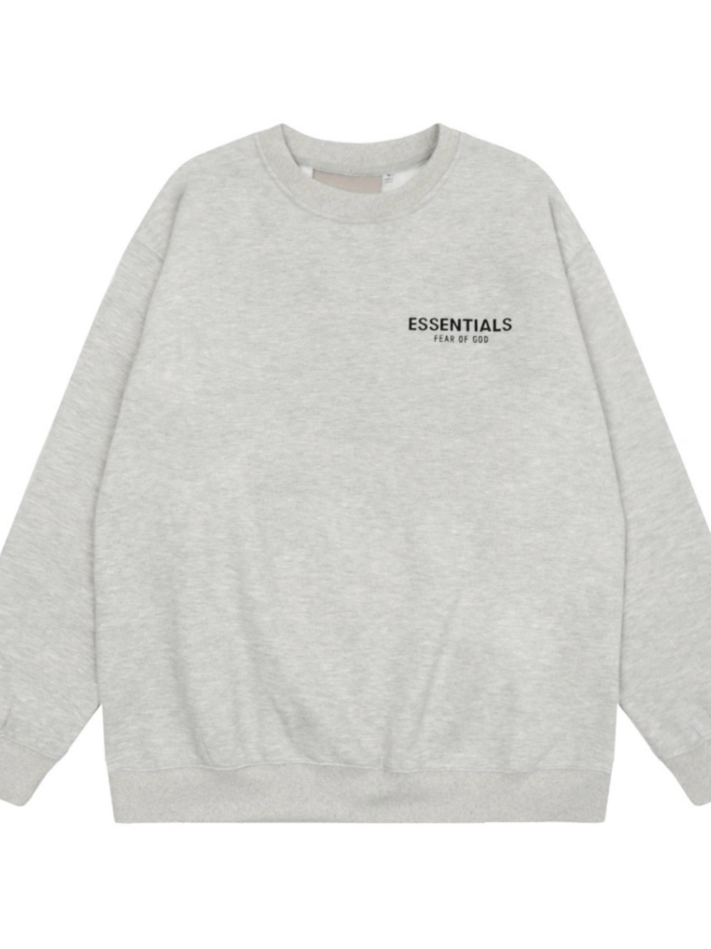 Essentials Light Gray Crewneck Sweatshirt with Chest Logo